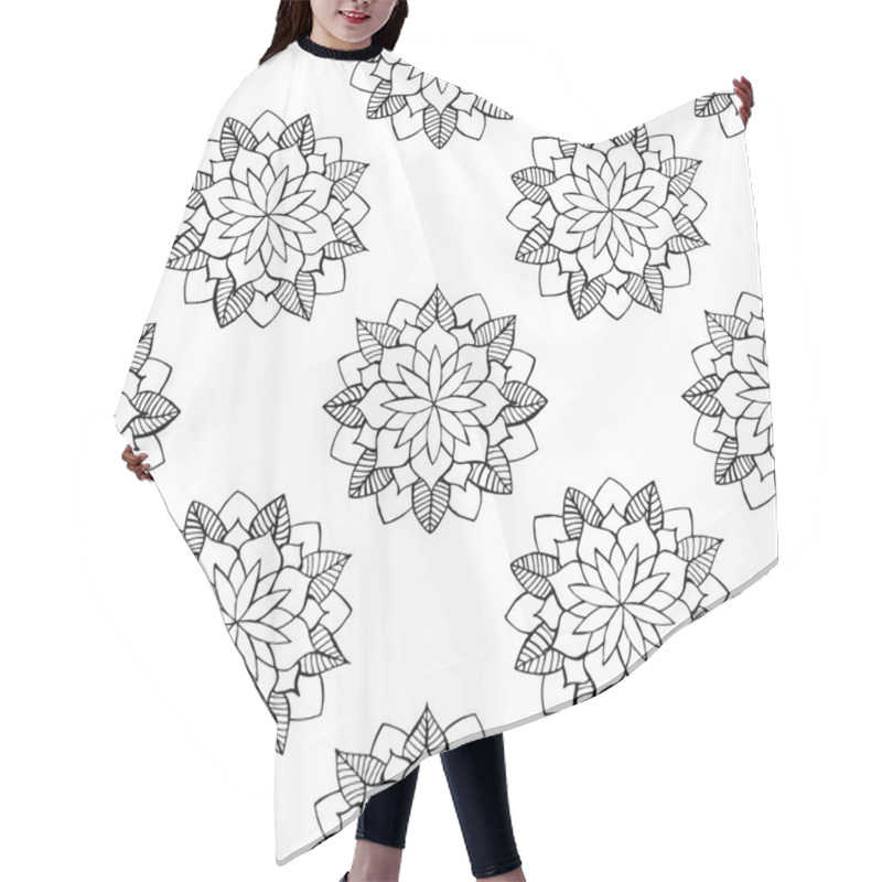 Personality  Black And White Flower Seamless Background. Vector Illustration Hair Cutting Cape