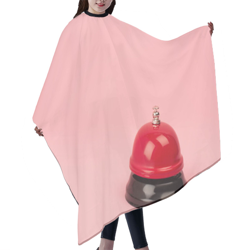 Personality  Red And Metallic Bell Isolated On Pink Hair Cutting Cape