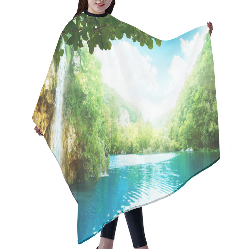 Personality  Waterfall In Deep Forest Hair Cutting Cape