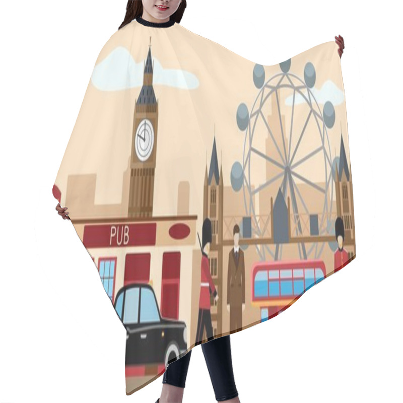 Personality  Great Britain And London Icon Set Illustration Hair Cutting Cape