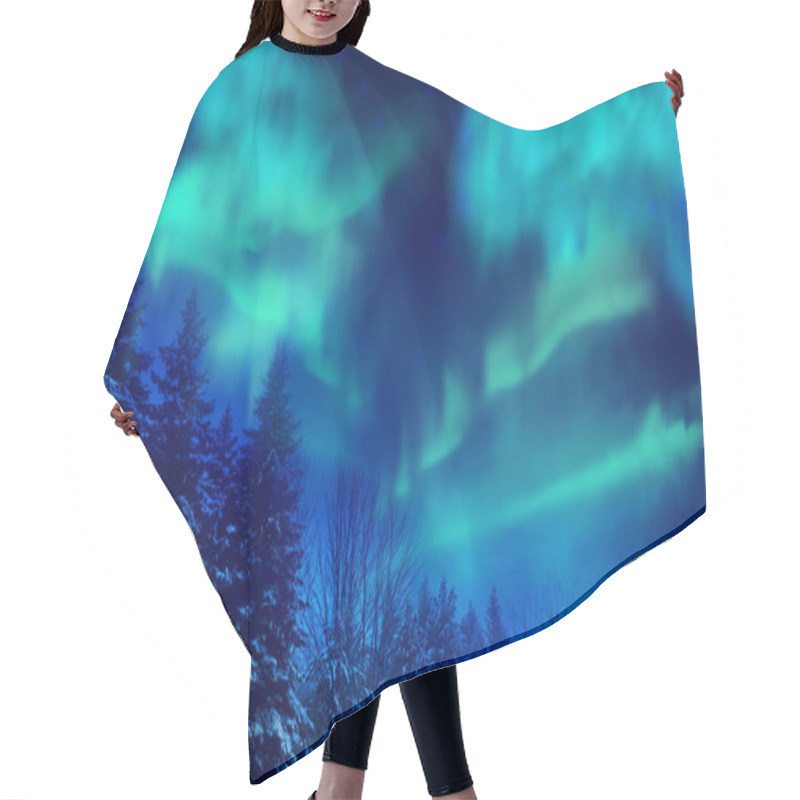 Personality  Northern Lights Over The Forest At Night Hair Cutting Cape