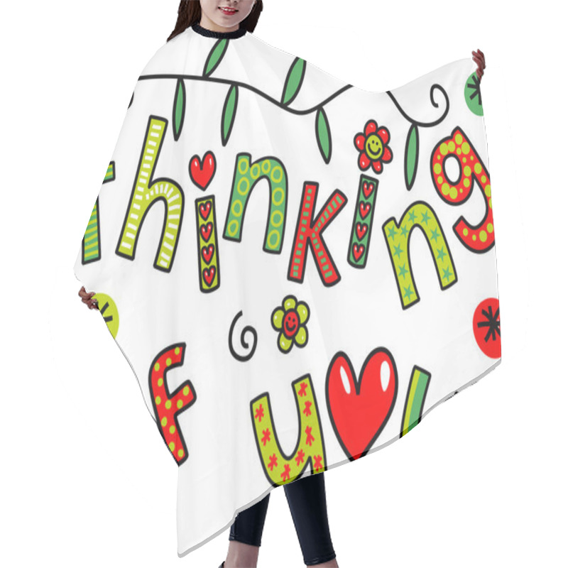 Personality  Doodle Thinking Of You Text Expression. Hair Cutting Cape