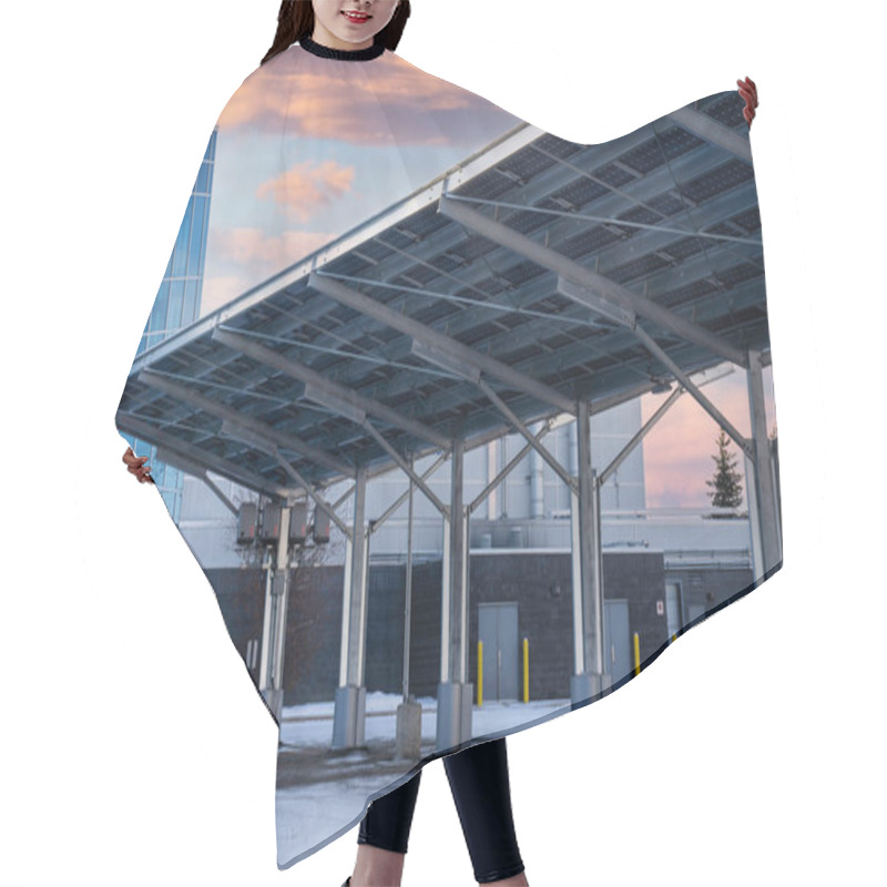 Personality  A Solar Carport For Producing Renewable Energy And Electric Vehicle Charging Is A Green Alternative In Airdrie Alberta Canada. Hair Cutting Cape