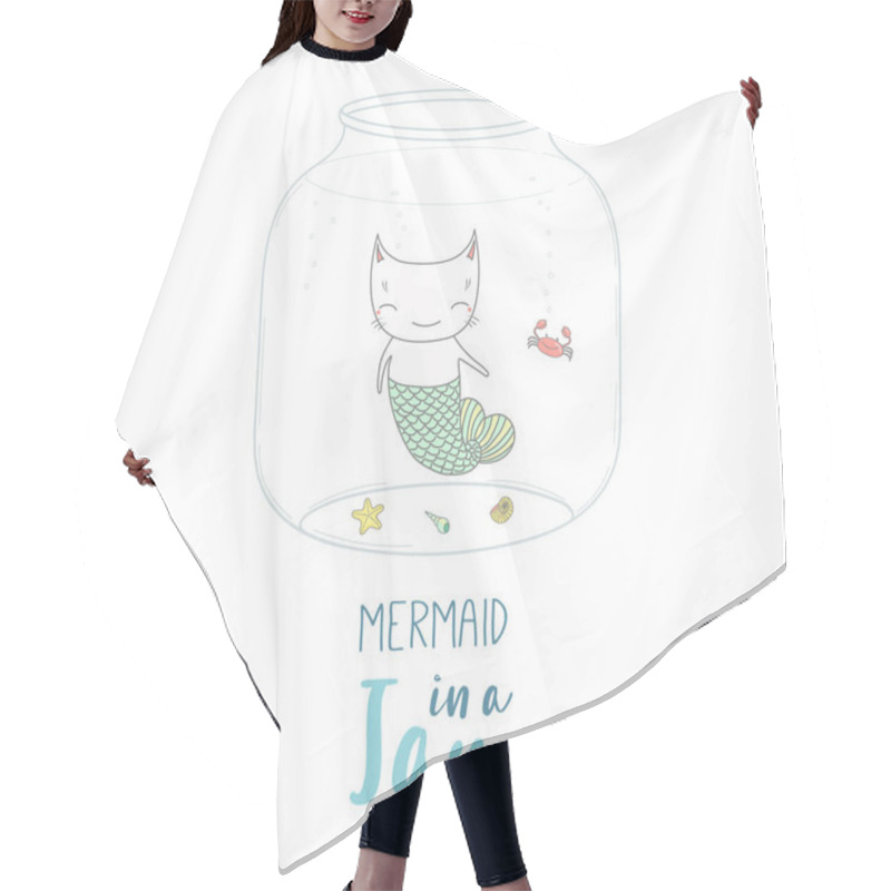 Personality  Mermaid In A Jar Illustration Hair Cutting Cape