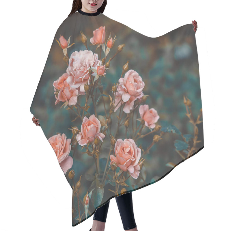 Personality  Pink Rose Bush Buds Sunlight Retro Style Hair Cutting Cape