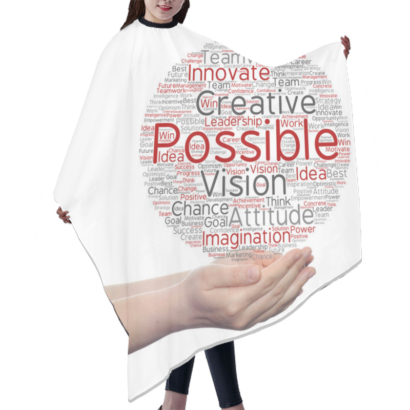 Personality  Business Word Cloud In Hands Hair Cutting Cape