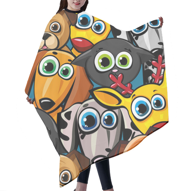 Personality  Group Of Funny Animals - Cats, Dogs And Deer Hair Cutting Cape