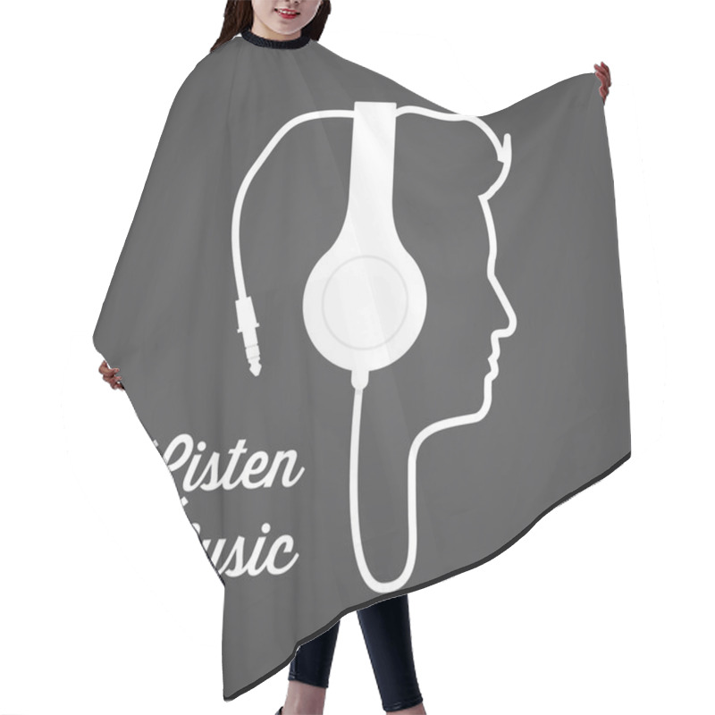 Personality  Man Profile Silhouette With Headphone Music Hair Cutting Cape