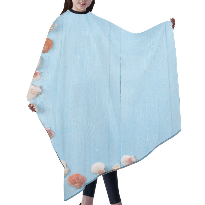 Personality  Shells  Starfish   On Blue  Background Hair Cutting Cape