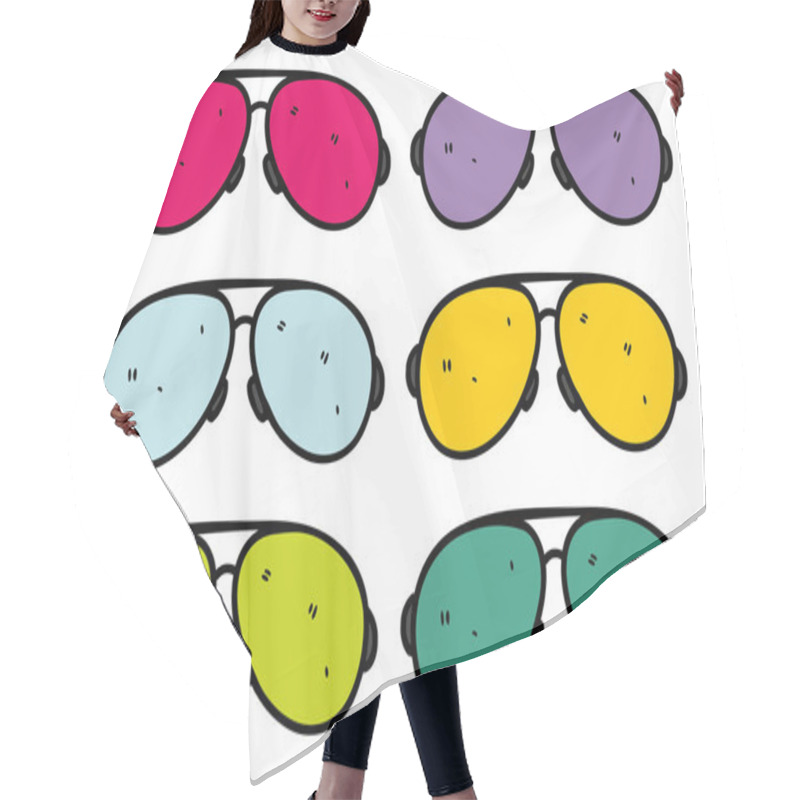 Personality  Retro Sunglasses In Doodle Style Hair Cutting Cape