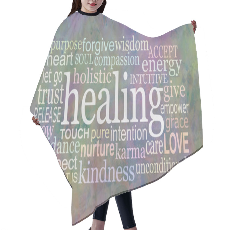 Personality  Rustic Healing Words Screen Saver - Multicoloured Grunge Stone Textured Word Cloud Associated With Healing Theme  Wall Art Canvas Panel Ideal For A Holistic Therapist's Healing Room Hair Cutting Cape