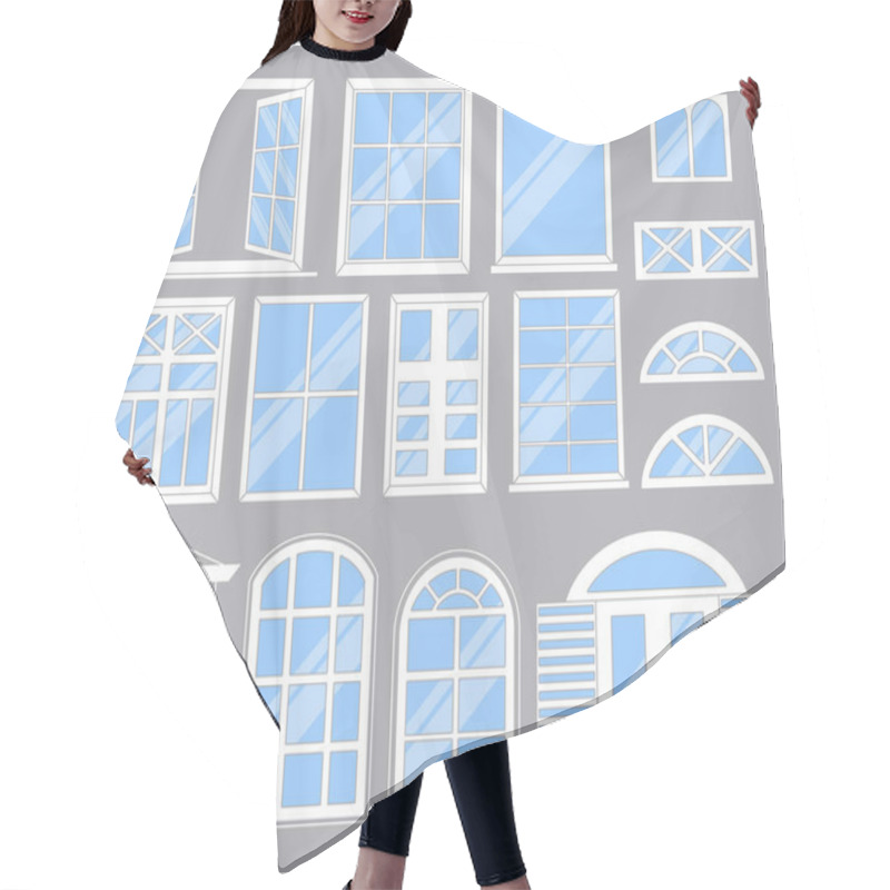 Personality  Set Of Diverse Window Frame Styles And Designs Hair Cutting Cape