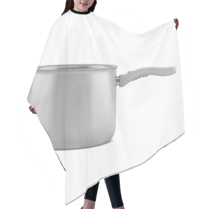 Personality  Single Gray Cooking Pot Isolated On White Background Hair Cutting Cape