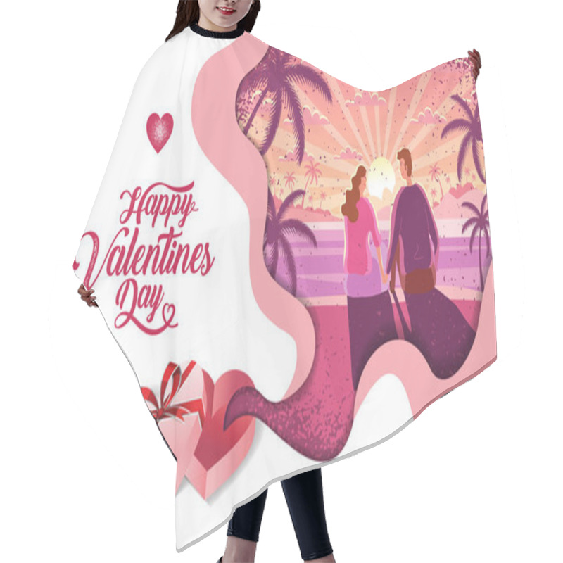 Personality  Lovely Couple ,Valentine's Day ,festival, Sun Rise Landscape Background, Banner Design Layout, Vector Illustration, Art Style, Hair Cutting Cape