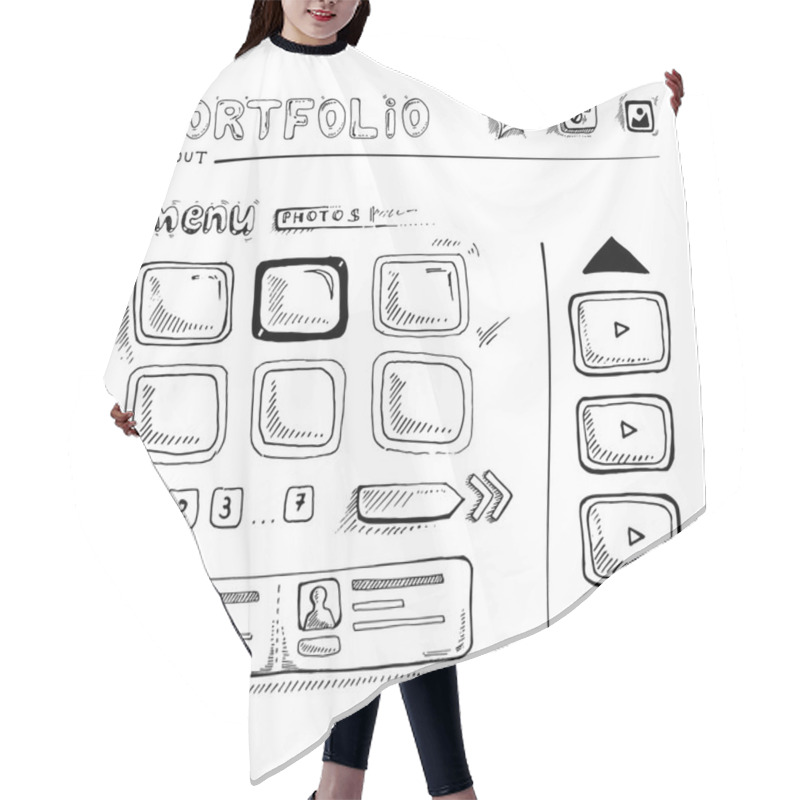 Personality  Doodle Portfolio Wireframe Hair Cutting Cape