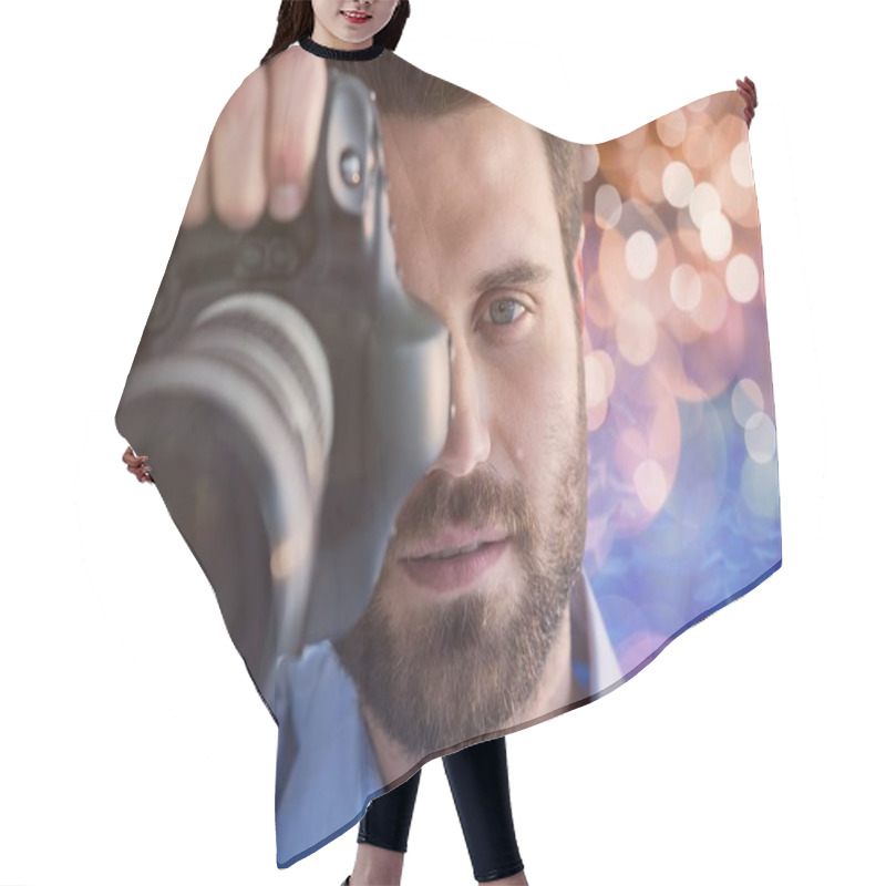 Personality  Photographer Foreground Taking Photo  Hair Cutting Cape