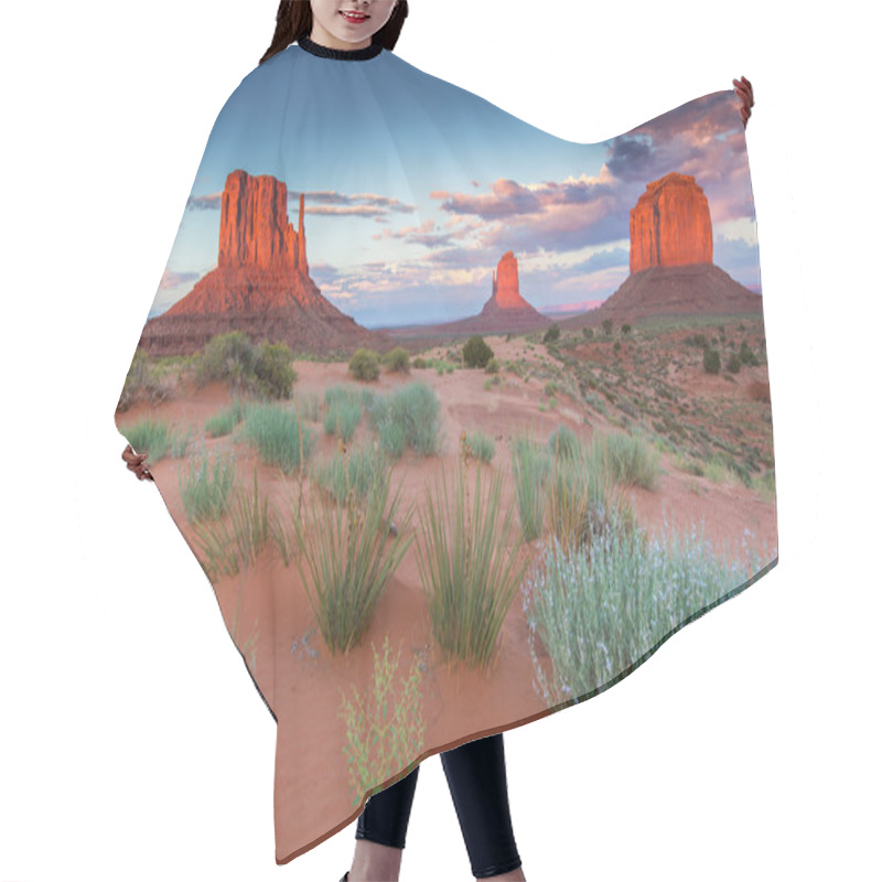 Personality  Monument Valley, Arizona, Scenery, Profiled On Sunset Sky Hair Cutting Cape