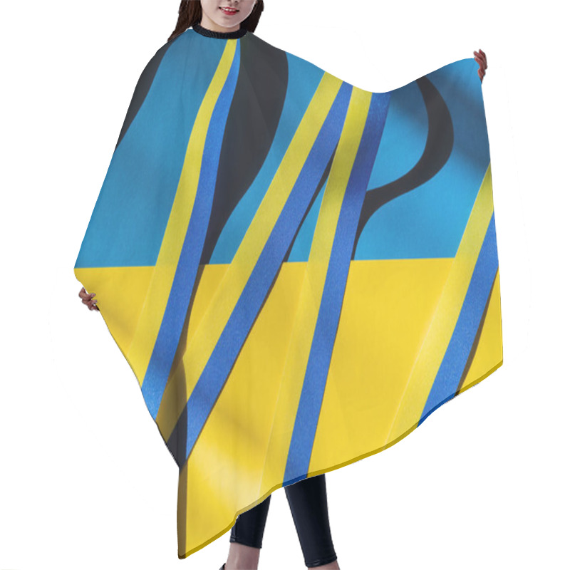 Personality  Top View Of Blue And Yellow Ribbon With Shadow On Ukrainian Flag Hair Cutting Cape