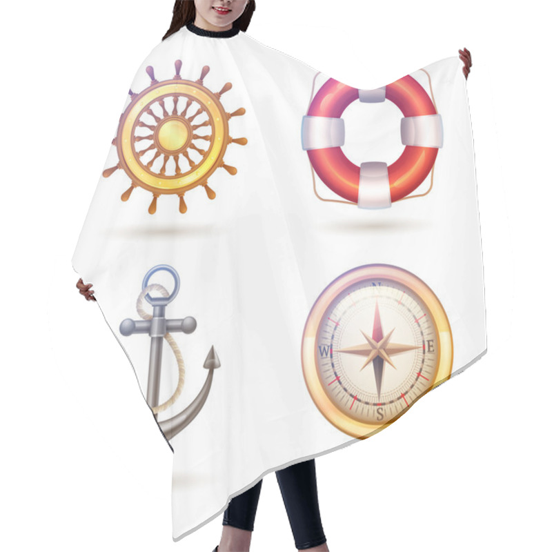 Personality  Marine Symbols Set Hair Cutting Cape