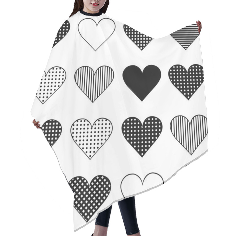 Personality  Set Of Black Stylized Hearts Hair Cutting Cape