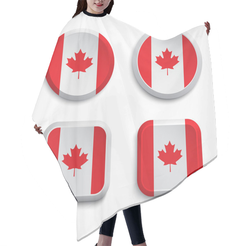 Personality  Canada Flag Buttons Hair Cutting Cape