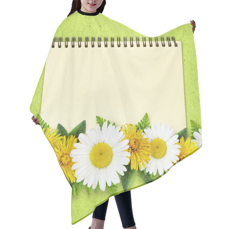 Personality  Daisy And Dandelion Flowers Lines And A Notepad Hair Cutting Cape