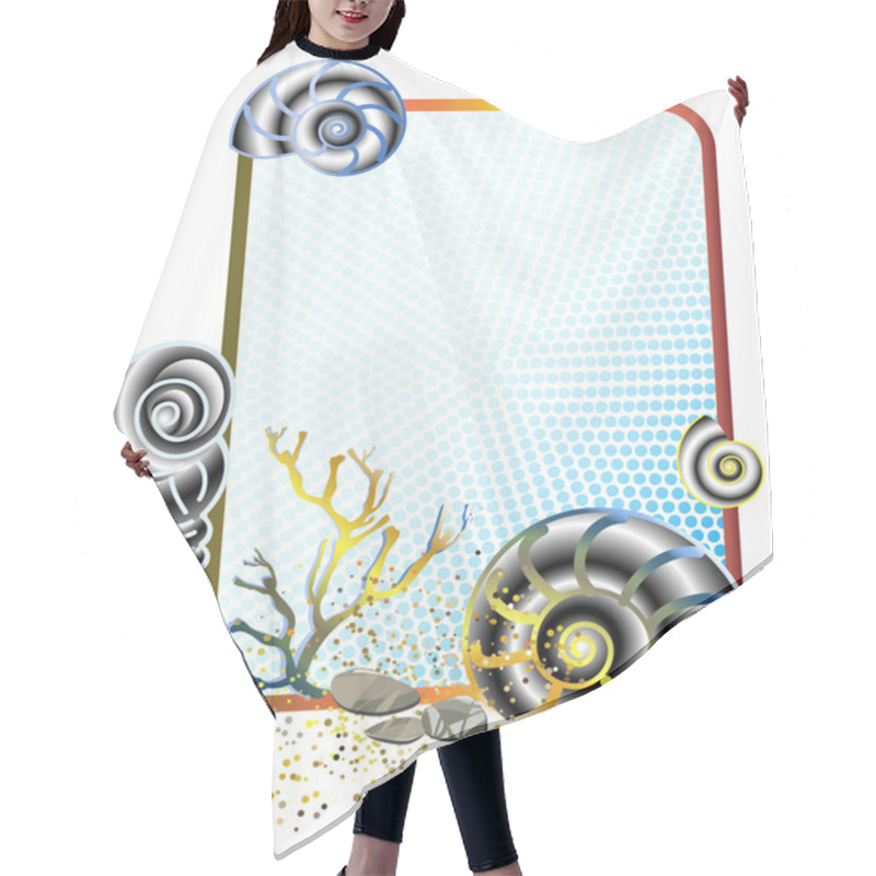 Personality  Sea Life In Frame With Shells Hair Cutting Cape