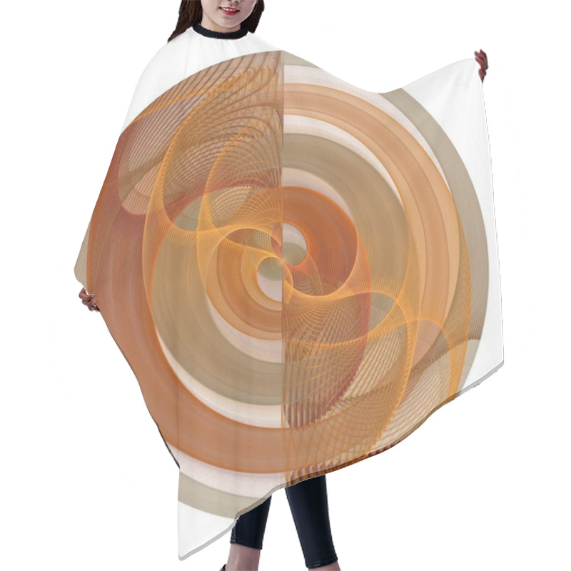 Personality  Intricate Orange, Copper And Brown Disc On White Background Hair Cutting Cape