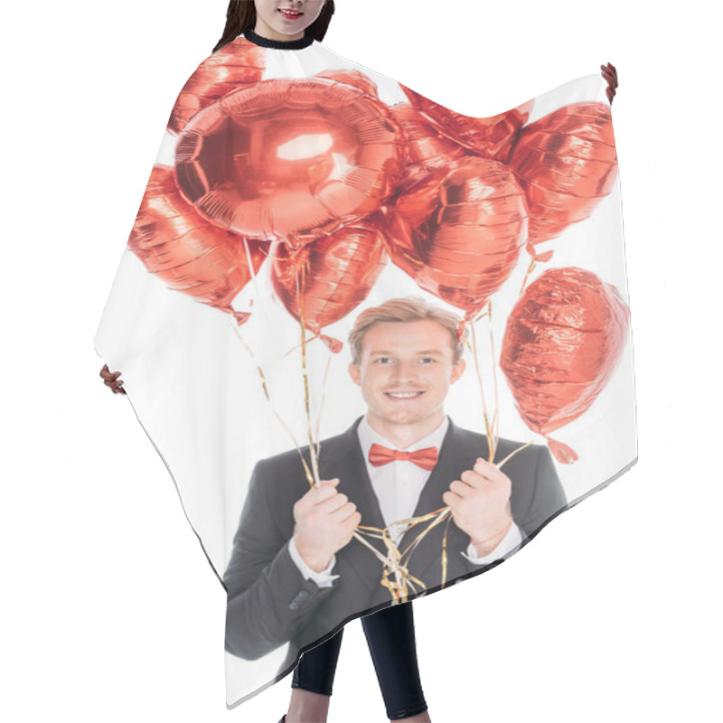 Personality  Man With Heart Shaped Balloons Hair Cutting Cape