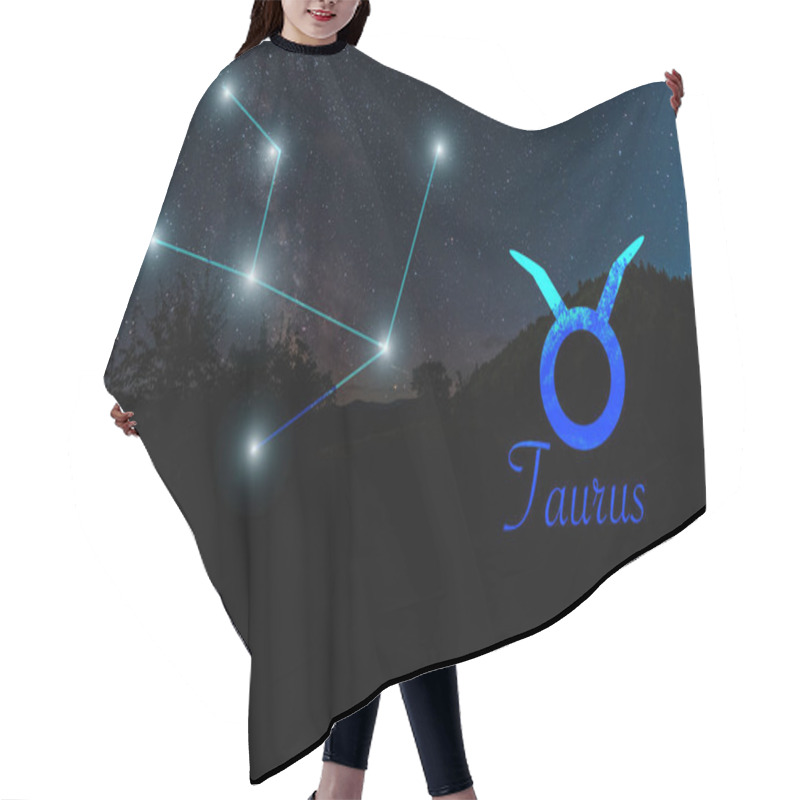 Personality  Dark Landscape With Night Starry Sky And Taurus Constellation Hair Cutting Cape