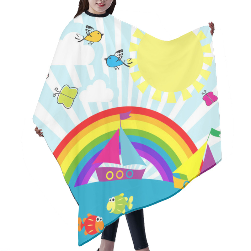 Personality  Cartoon Sailing Boats Hair Cutting Cape