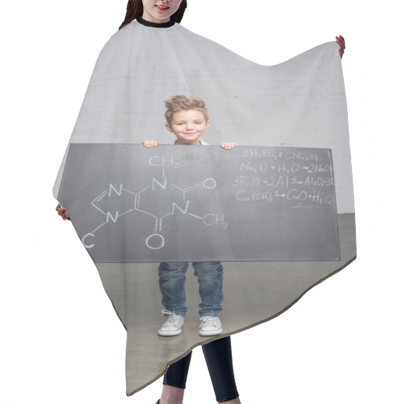 Personality  Boy Holding Blackboard  Hair Cutting Cape