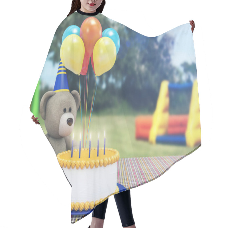 Personality  Toy Bear Celebrating Its Birthday Hair Cutting Cape