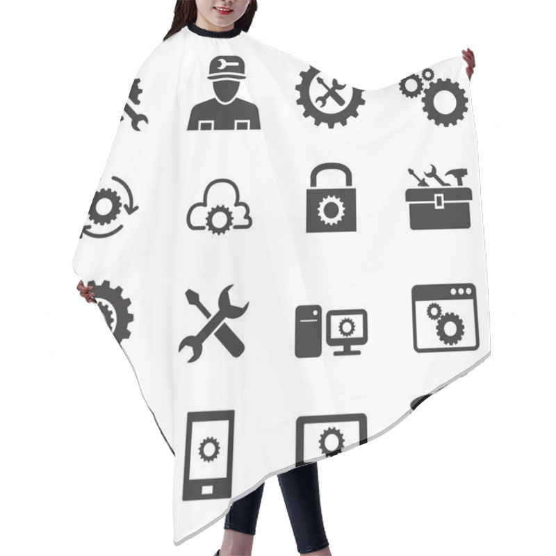 Personality  Setting, Configuration, Set Up, Repair , Tuning Icon Set Hair Cutting Cape