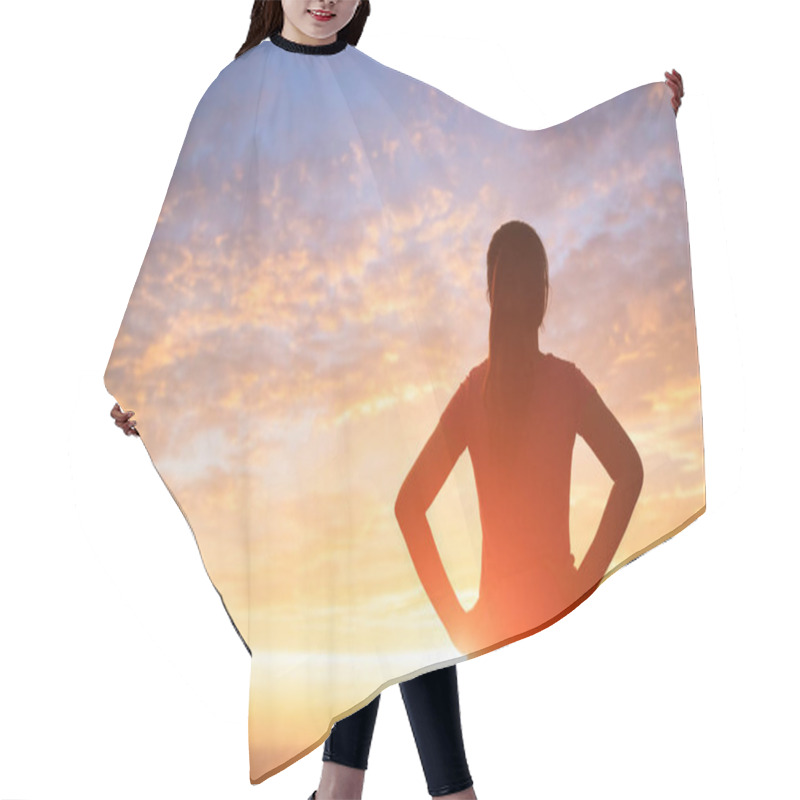 Personality  Silhouette Of Woman With Sunlight Hair Cutting Cape