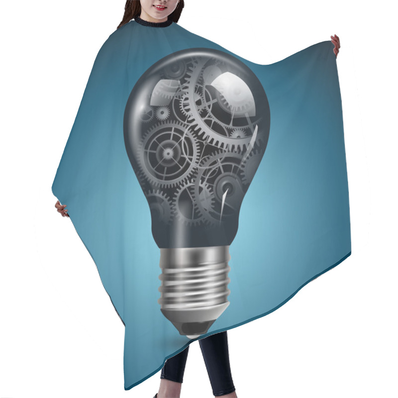 Personality  Light Bulb With Gears Hair Cutting Cape