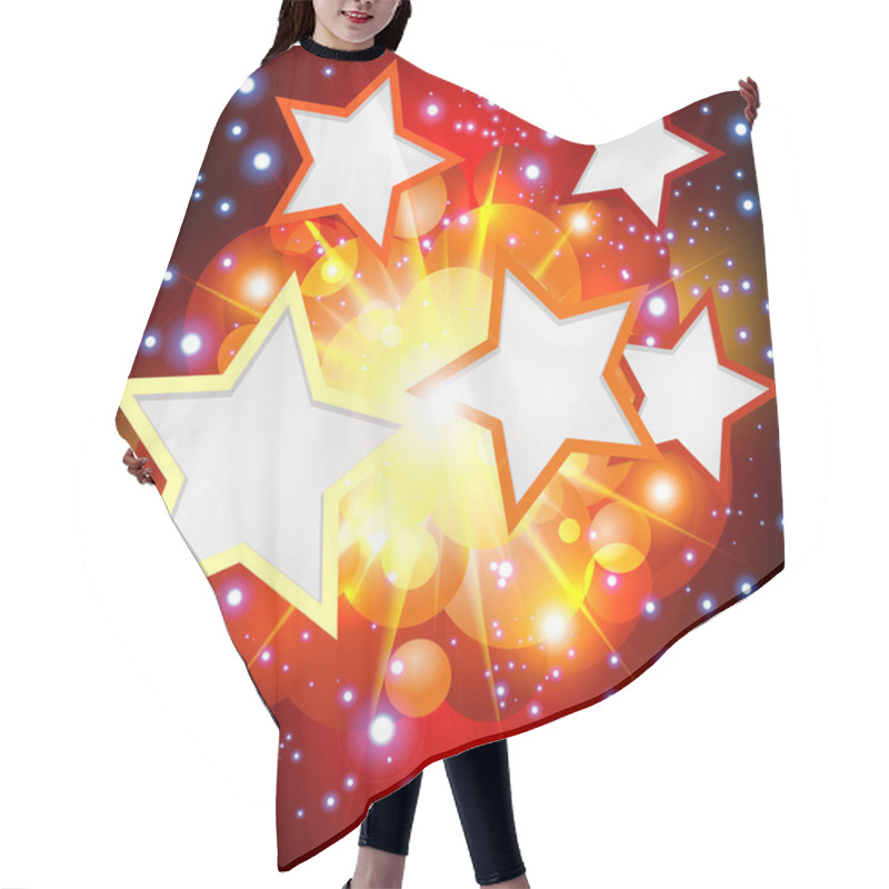 Personality  Brightly Explosion Background With Many Stars. Hair Cutting Cape