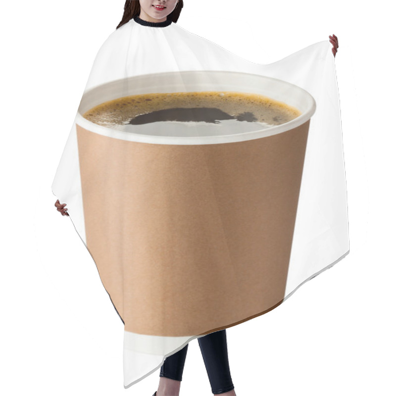 Personality  Take-out Coffee In Opened Thermo Cup Hair Cutting Cape