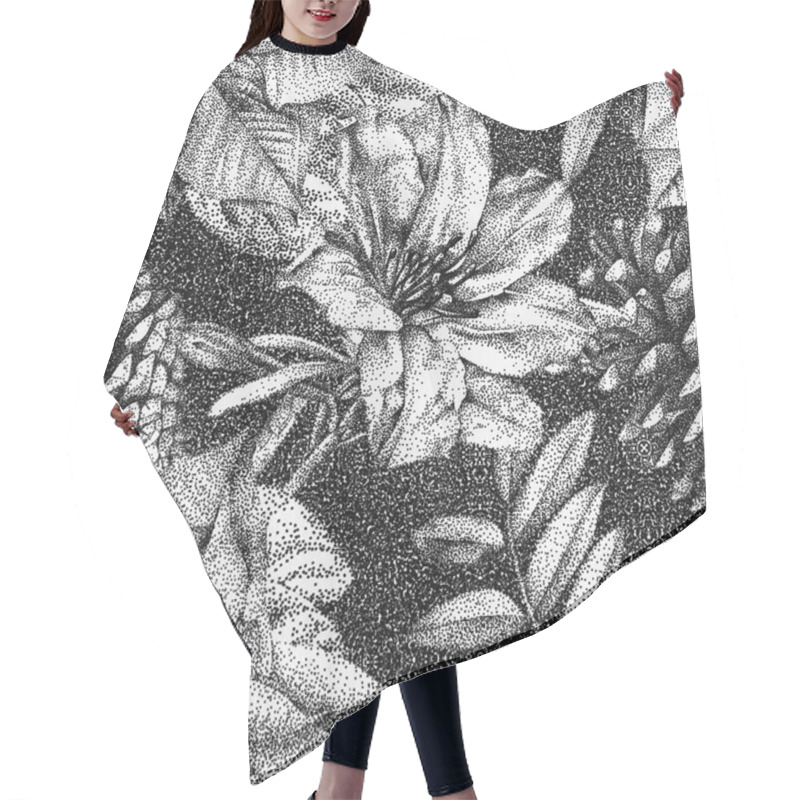 Personality  Seamless Pattern With Different Flowers And Plants Drawn By Hand Hair Cutting Cape