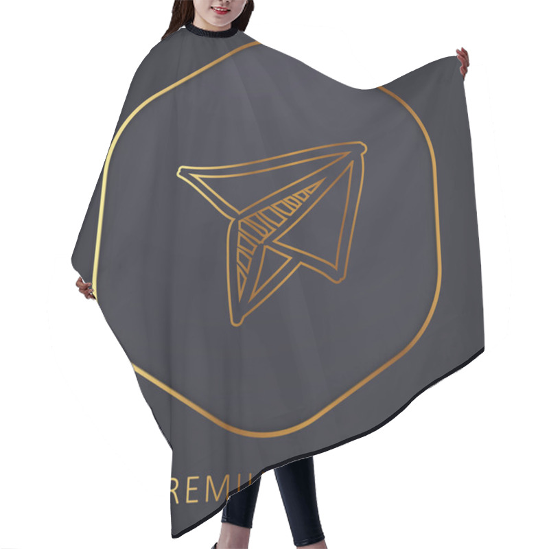 Personality  Airplane Toy Of Folded Paper Golden Line Premium Logo Or Icon Hair Cutting Cape