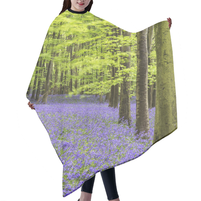 Personality  Vibrant Bluebell Carpet Spring Forest Landscape Hair Cutting Cape