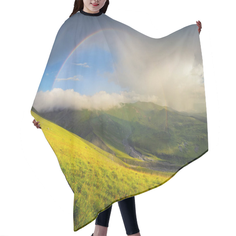 Personality  Rainbow Over Mountain Ridge Hair Cutting Cape