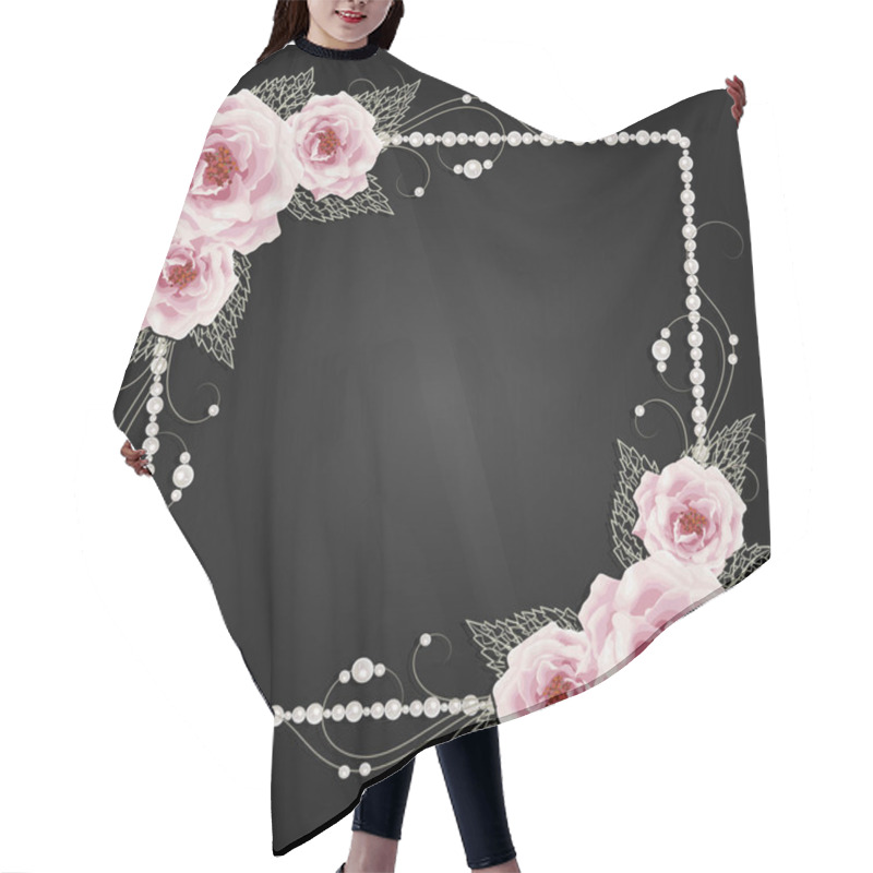 Personality  Floral Frame With Pearls Hair Cutting Cape