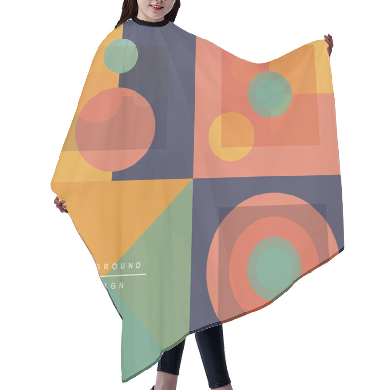 Personality  Neo Memphis Geometric Pattern With Circles, Squares And Lines. Pop Art Abstract Background For Covers, Banners, Flyers And Posters And Other Templates Hair Cutting Cape