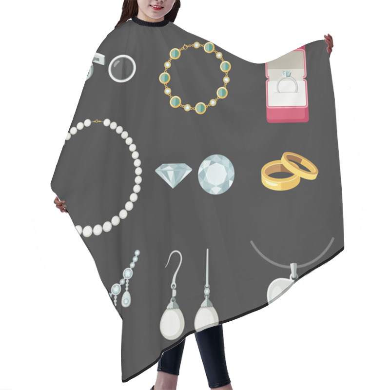 Personality  Jewelry Flat Icons Hair Cutting Cape