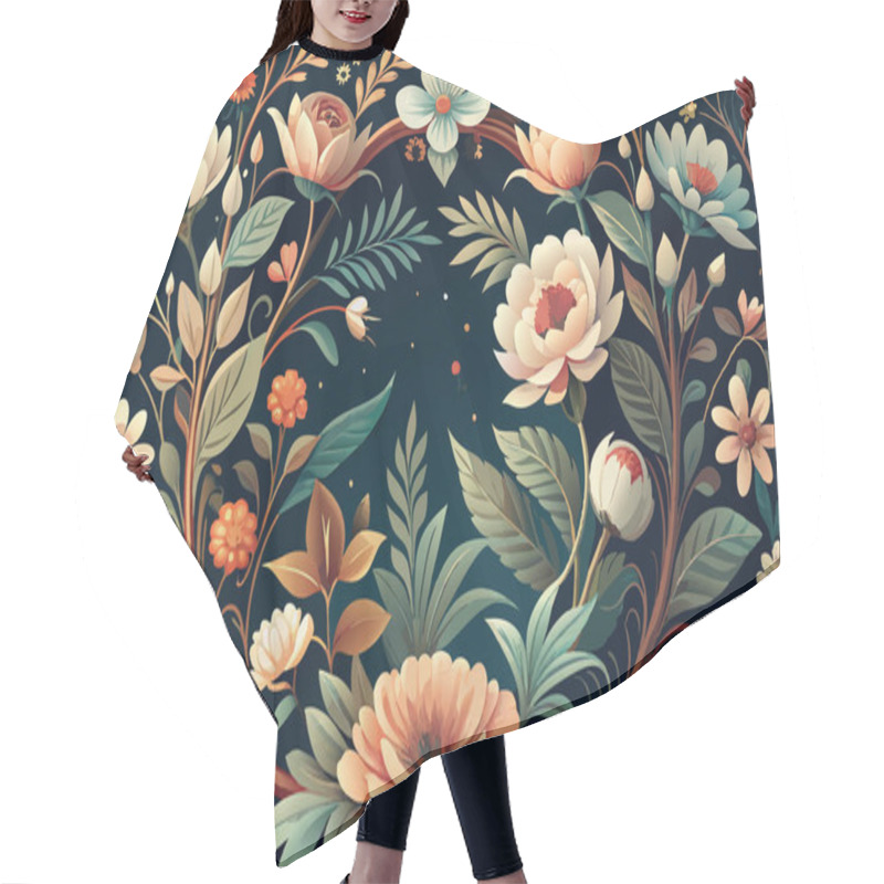 Personality  Symmetrical Flower And Leaf Pattern Illustration Hair Cutting Cape