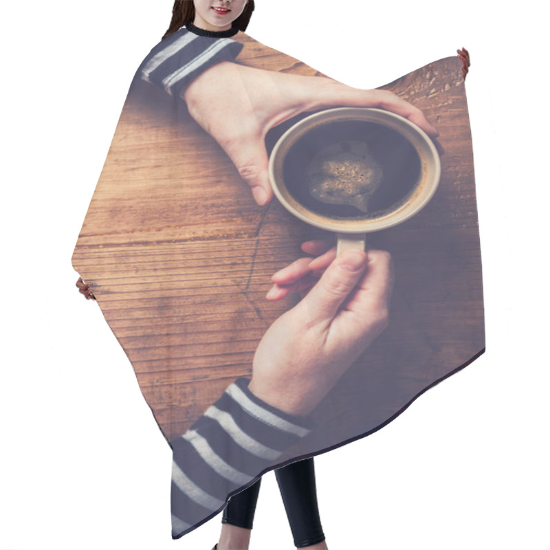 Personality  Lonely Woman Drinking Coffee In The Morning Hair Cutting Cape