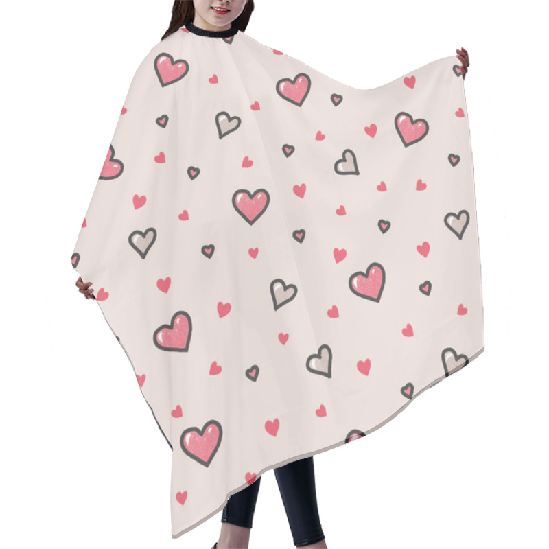 Personality  Seamless Pattern Of Irregular Pink Hearts Of Different Sizes Drawn By Hand With Pencils Hair Cutting Cape