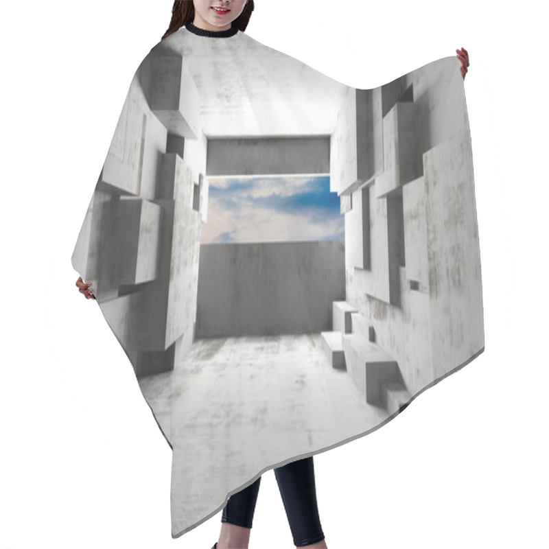 Personality  Abstract Geometric Concrete Architecture With Sky View For Modern Design. 3d Render. Hair Cutting Cape