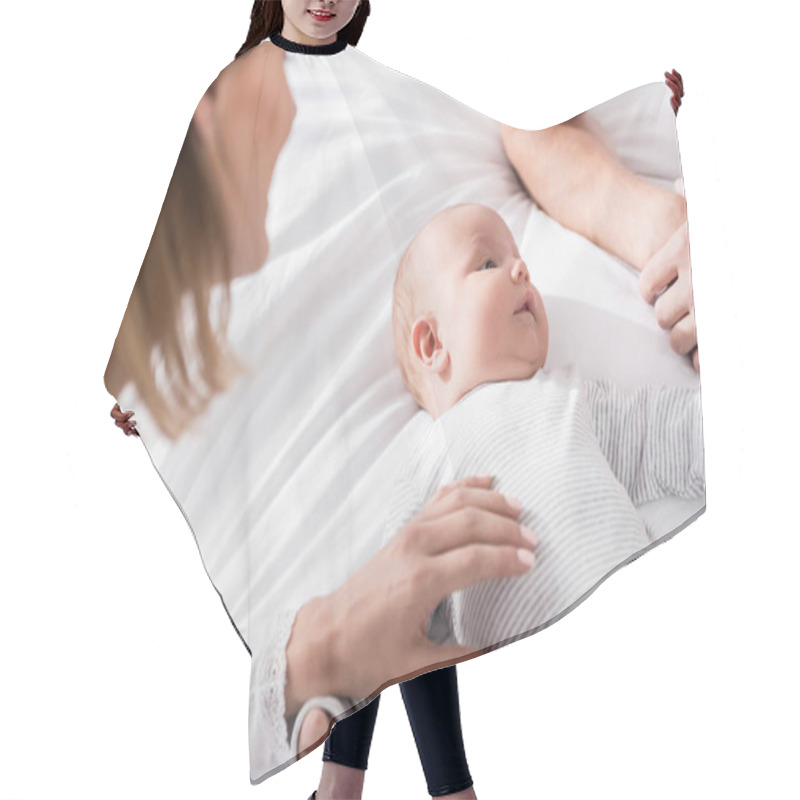 Personality  Baby Boy On Bed Hair Cutting Cape